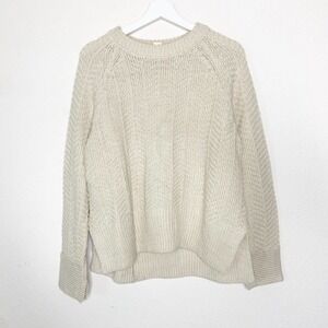 H&M Chunky Knit Slit Hem Slit Cuff Khaki Sweater M